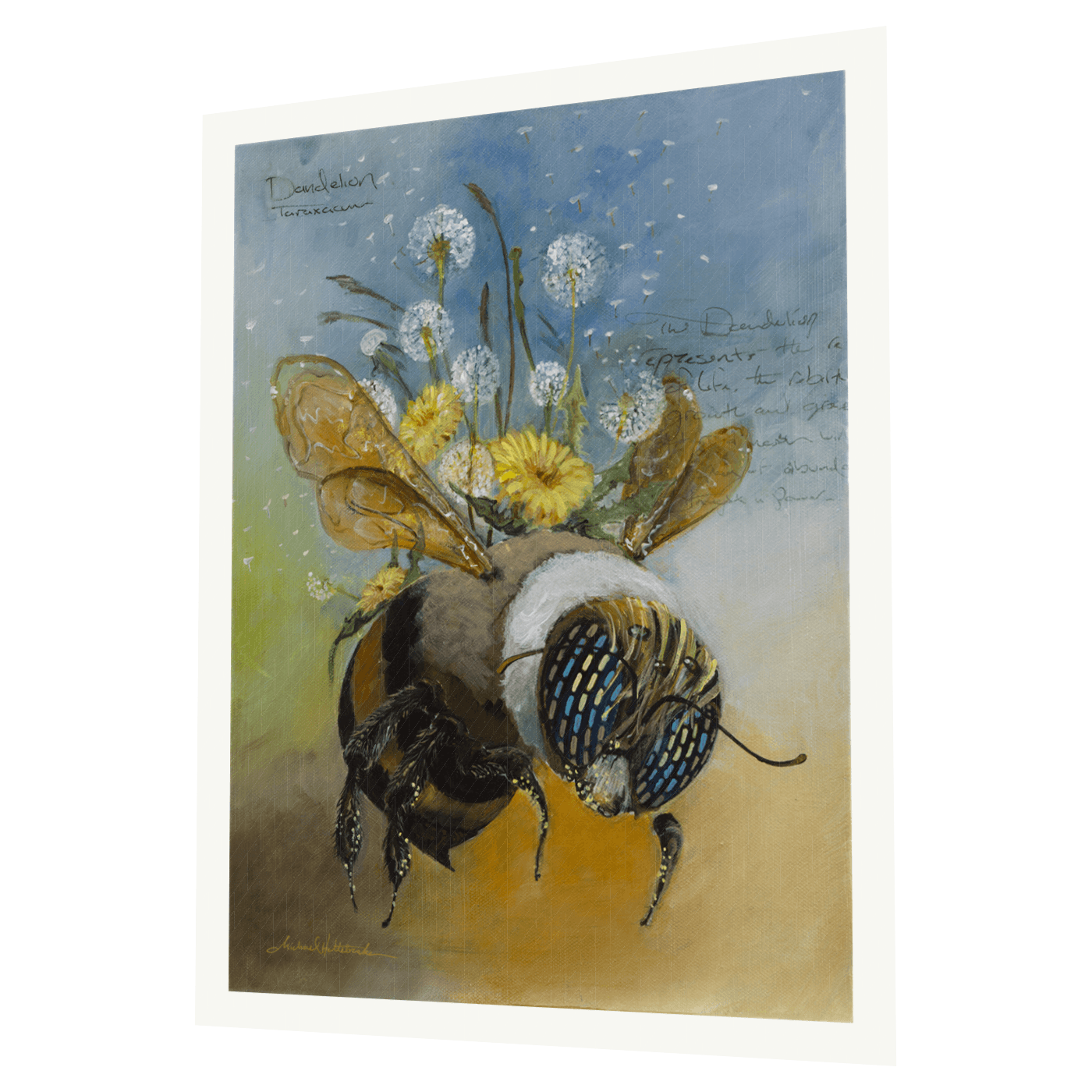 Dandelion Bee Metallic Pearl Open Edition Print