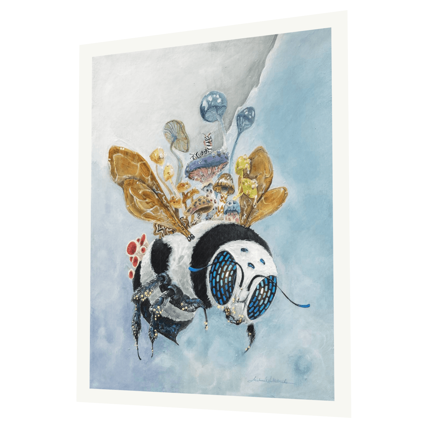 Panda Bee Metallic Pearl Open Edition Print